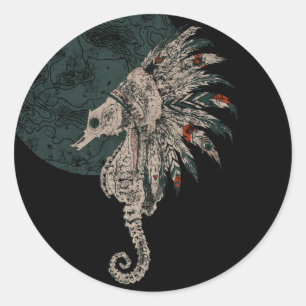 Seepferd Runder Aufkleber