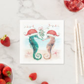 Seepferd Santa Coastal Weihnachten Kiss Beach Serviette (Beispiel)