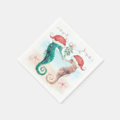 Seepferd Santa Coastal Weihnachten Kiss Beach Serviette (Ecke)