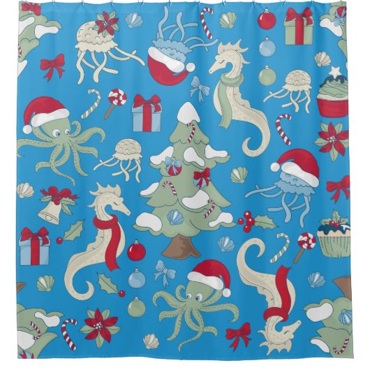 Seepferd santa octopus qualle duschvorhang (Vorderseite)