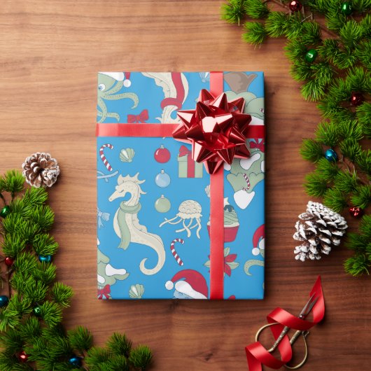 Seepferd santa octopus qualle geschenkpapier (Feiertagsgeschenk)