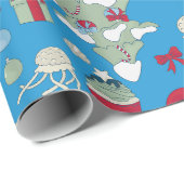 Seepferd santa octopus qualle geschenkpapier (Rolleneckpunkt)