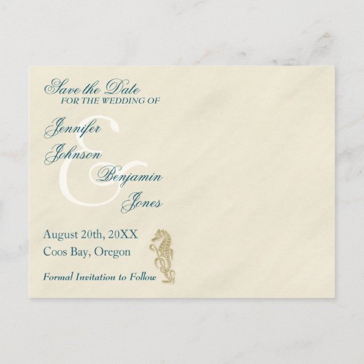 Seepferd Save the Date Postkarten (Rückseite)