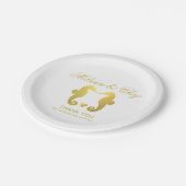 Seepferd-Schatz-Imitat-Goldfolien-Party Pappteller (Schrägansicht)