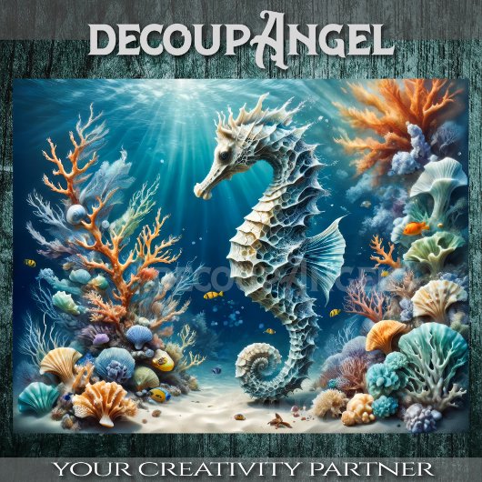 Seepferd Schatz unter den Wellen - Entfärbung - Seidenpapier