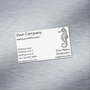 Seepferd Schwarz Magnetische Visitenkarte