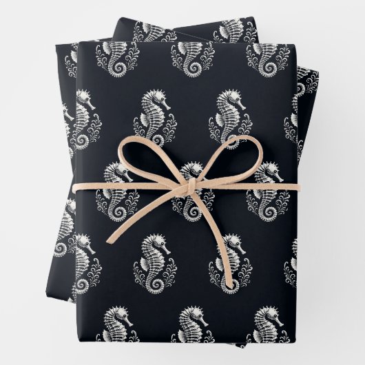 Seepferd Schwarz/Weiß Geschenkpapier Set (Beispiel)