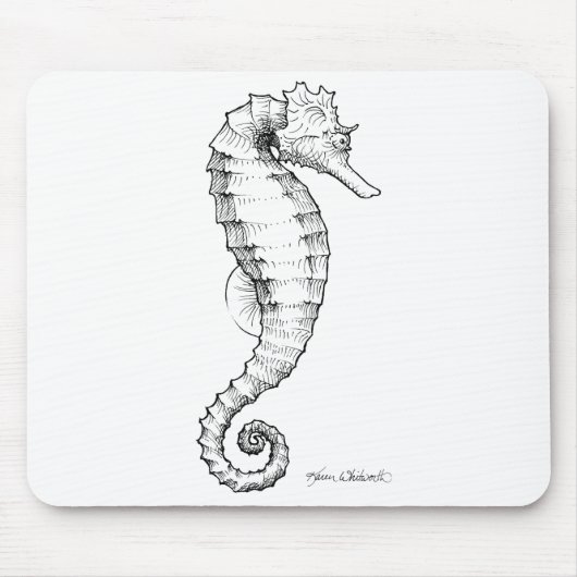 Seepferd-Schwarzweiss-zeichnen Mousepad (Vorne)