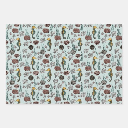 Seepferd, Seeteufel, Quallen und Korallen Geschenkpapier Set (Vorderseite 2)