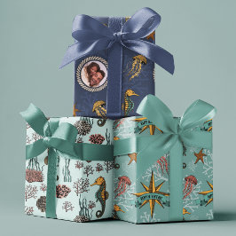 Seepferd, Seeteufel, Quallen und Korallen Geschenkpapier Set