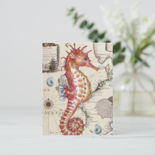 Seepferd Shabby Postkarte (Stehend Vorderseite)