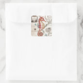 Seepferd Shabby Quadratischer Aufkleber (Tasche)