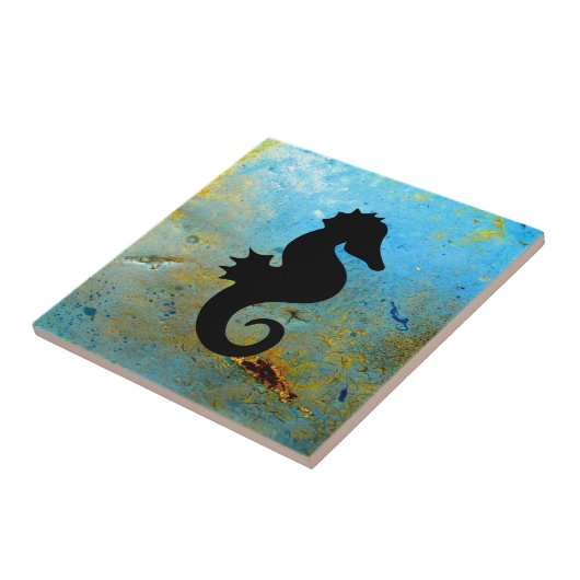 Seepferd Silhouette Fliese (Seite)