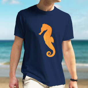 Seepferd Silhouette Orange Cool einfache Übung T-Shirt