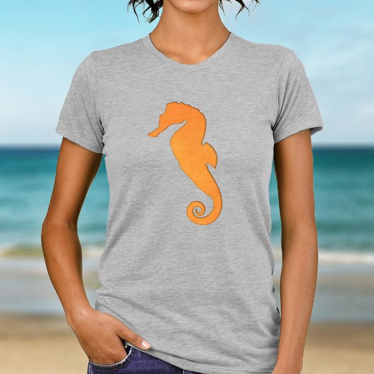 Seepferd Silhouette Orange Einfache Wasserversorgu T-Shirt