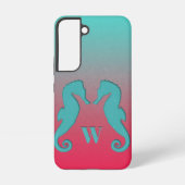 Seepferd-Silhouetten Nautische einfache Monogramm Samsung Galaxy Hülle (Rückseite)