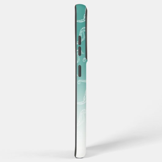 Seepferd Skeleton Muster Sea Green Monogram Name Samsung Galaxy Hülle (Rechte Seite)