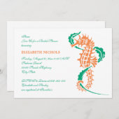 Seepferd Smaragd, Korallenhochzeit Brautparty Einladung (Vorne/Hinten)