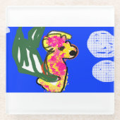 Seepferd Sommer Glasuntersetzer (Vorderseite)