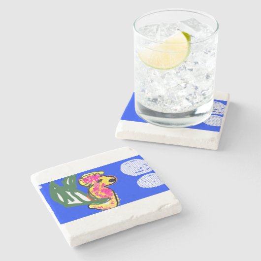 Seepferd Sommer Steinuntersetzer (Seitenansicht)