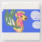 Seepferd Sommer Steinuntersetzer (Vorderseite)