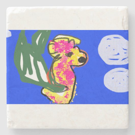 Seepferd Sommer Steinuntersetzer (Vorderseite)