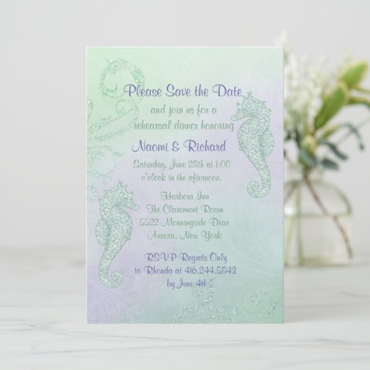 Seepferd Sparkle - Probe Abendessen Save The Date (Stehend Vorderseite)