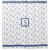 Seepferd Starfish Navy Blue Duschvorhang (Vorderseite)