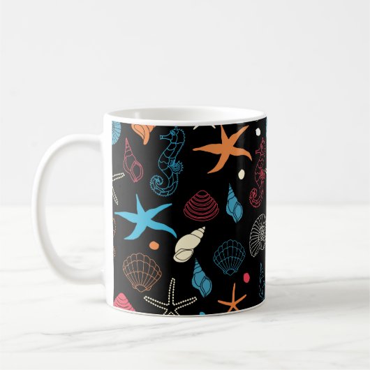 Seepferd Starfish Seashells Ocean Life Kaffeetasse (Links)