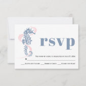 Seepferd, staubige Algen, Hochzeit am Strand mit M RSVP Karte (Vorderseite)