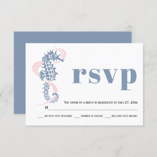 Seepferd, staubige Algen, Hochzeit am Strand mit M RSVP Karte