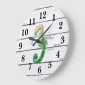 Seepferd-Strand-Dekor rustikales Shiplap Große Wanduhr (Winkel)
