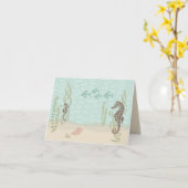 Seepferd-Szene Notecard Karte (Gelbe Blume)