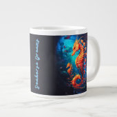 Seepferd Träume, surreale Meereswelt Jumbo-Tasse (Vorderseite Rechts)