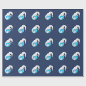 Seepferd Tropical Blue Christmas Wrapping Paper Geschenkpapier (Flach)