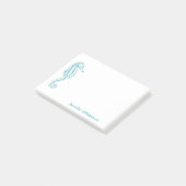 Seepferd-tropischer Strand-aquamariner blauer Post-it Klebezettel (angewinkelt)