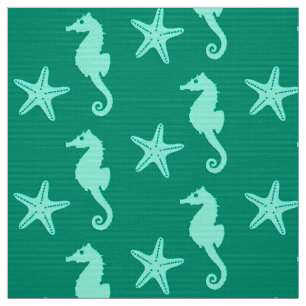 Seepferd u. Starfish - aquamarin und seafoam Grün Stoff