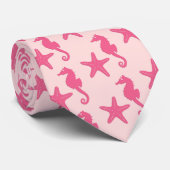 Seepferd u. Starfish - Korallenrosa Krawatte (Gerollt)