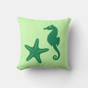 Seepferd- u. Starfish- Limones und Smaragdgrün Kissen