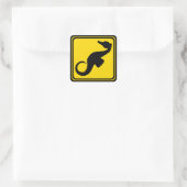 Seepferd überquert! quadratischer aufkleber (Tasche)