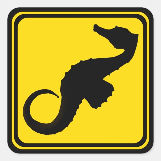 Seepferd überquert! quadratischer aufkleber (Vorderseite)
