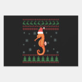 Seepferd Ugly Christmas Sweater Funny Sea Fish Geschenkpapier Set (Vorderseite)