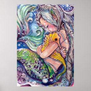 Seepferd umarmt Plakat