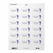 Seepferd und Algenblau, rosa Hochzeit Adressaufkleber (Vorne)