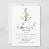 Seepferd und Anchor Nautic Probe Dinner Einladung (Vorderseite)