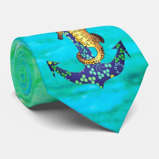 Seepferd und Anker Krawatte (Gerollt)