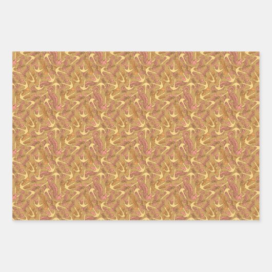 Seepferd- und Ankermuster Geschenkpapier Set (Vorderseite 2)