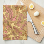 Seepferd und Ankermuster Geschirrtuch (Viertel Falte)