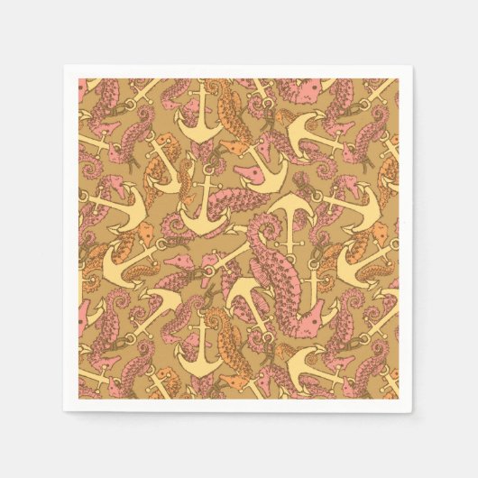 Seepferd- und Ankermuster Serviette (Vorderseite)