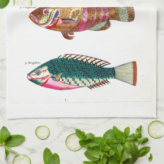 Seepferd und Fisch Geschirrtuch (Gefaltet)